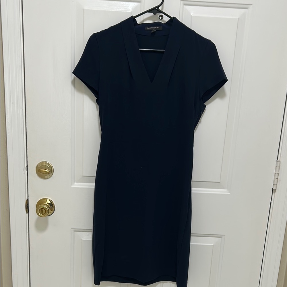Banana Republic Blue Sheath Mini Dress V-Neck Short Sleeve